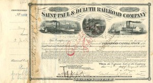 Saint Paul & Duluth Railroad Company signed by Anthony J. Drexel